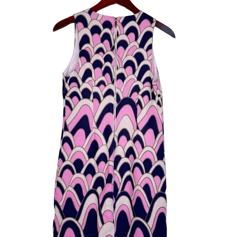 JB JULIE BROWN NYC Sleeveless Back Zip Shift Dress Size 4 in Multi Linen Blend